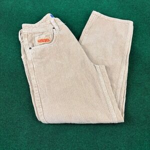 Empyre Relax Corduroy Pants Tan Beige Wide Leg Casual Size 28x26